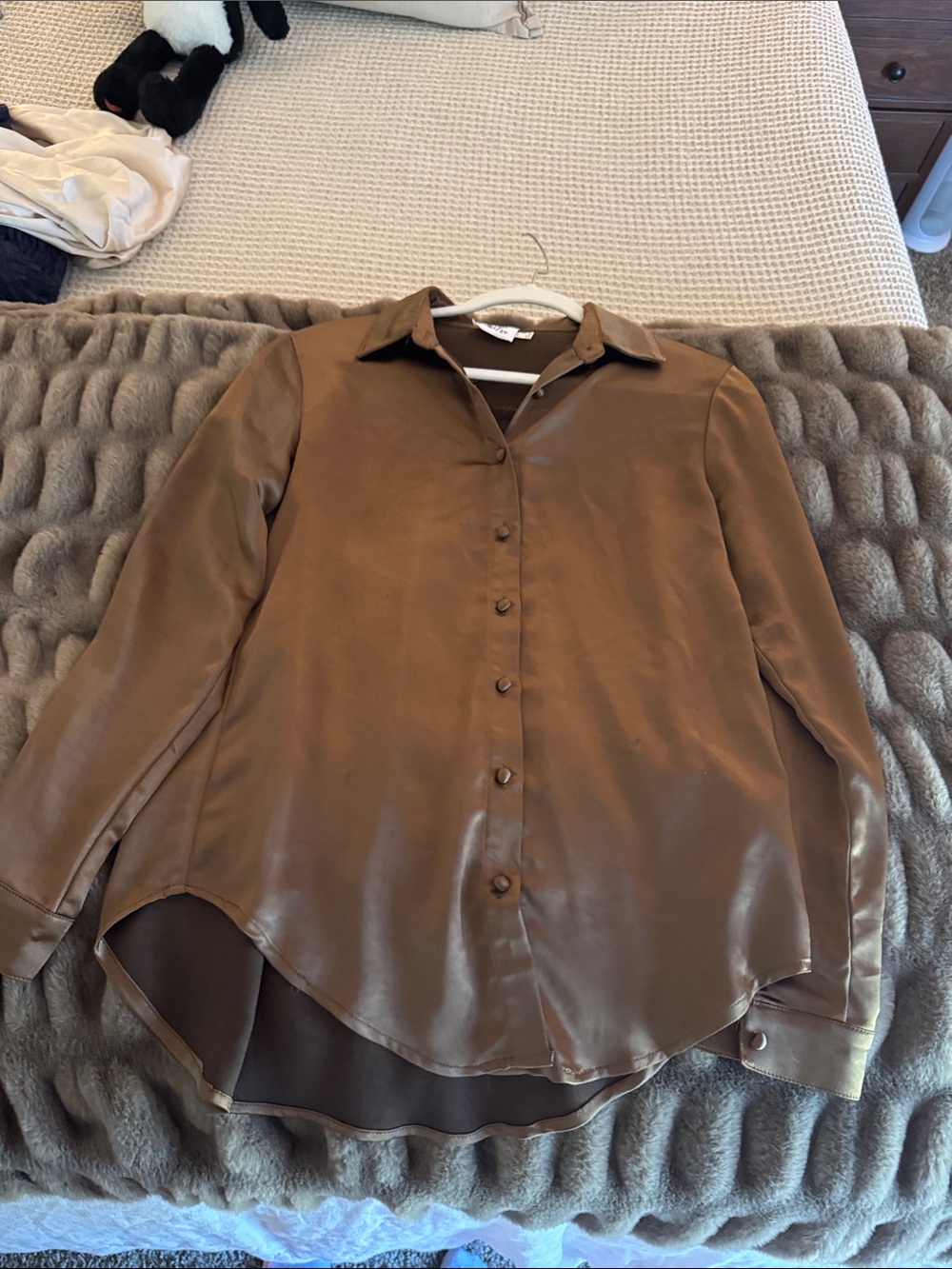 Princess Polly brown Satin Button-Up Blouse - Picture 4 of 4